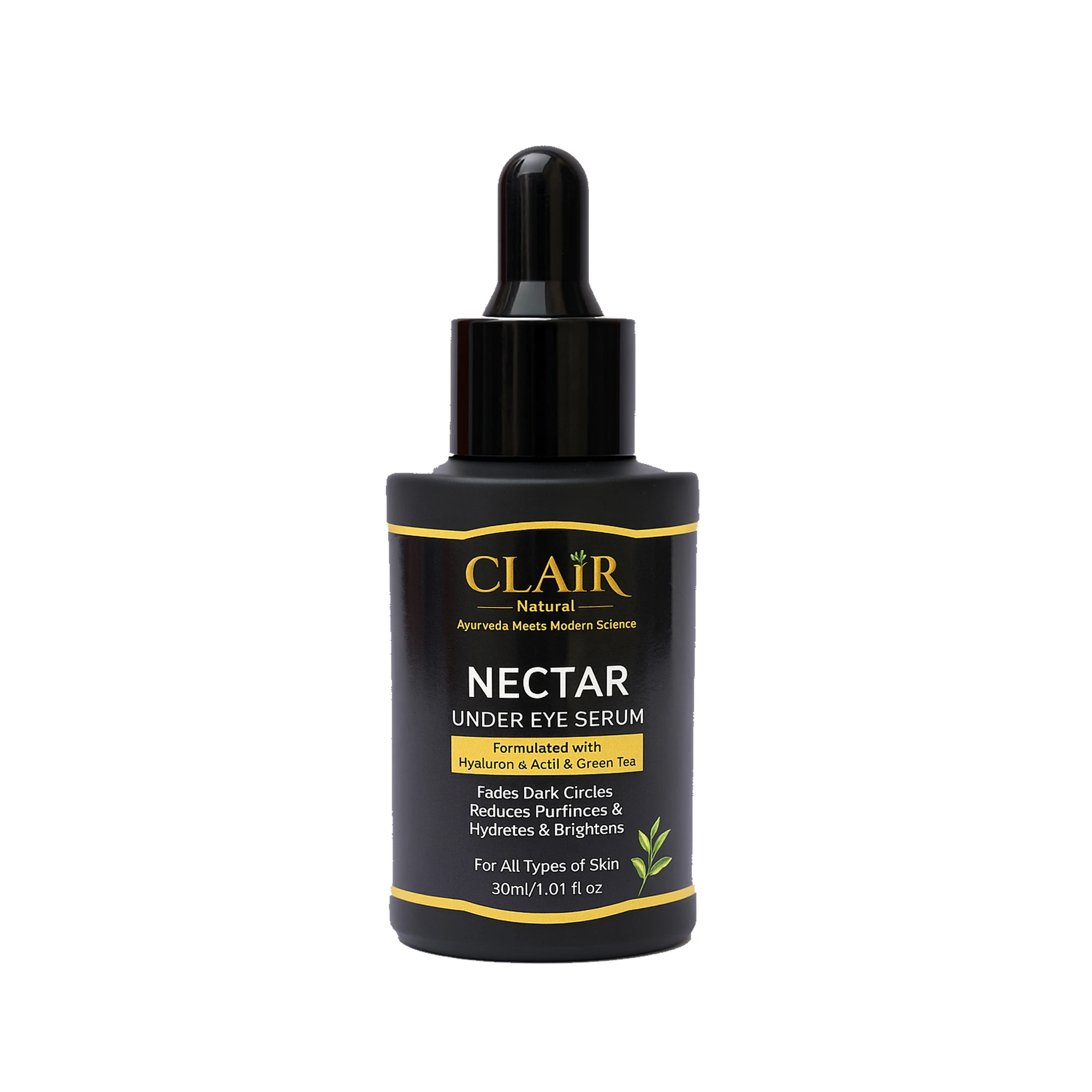 Clair Nectar Under Eye Serum – Hydrating Eye Treatment with Hyaluronic Acid, Vitamin E & Green Tea for Bright, Youthful Eyes